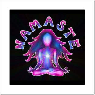 Namaste Psychedelic Yoga Silhouette Posters and Art